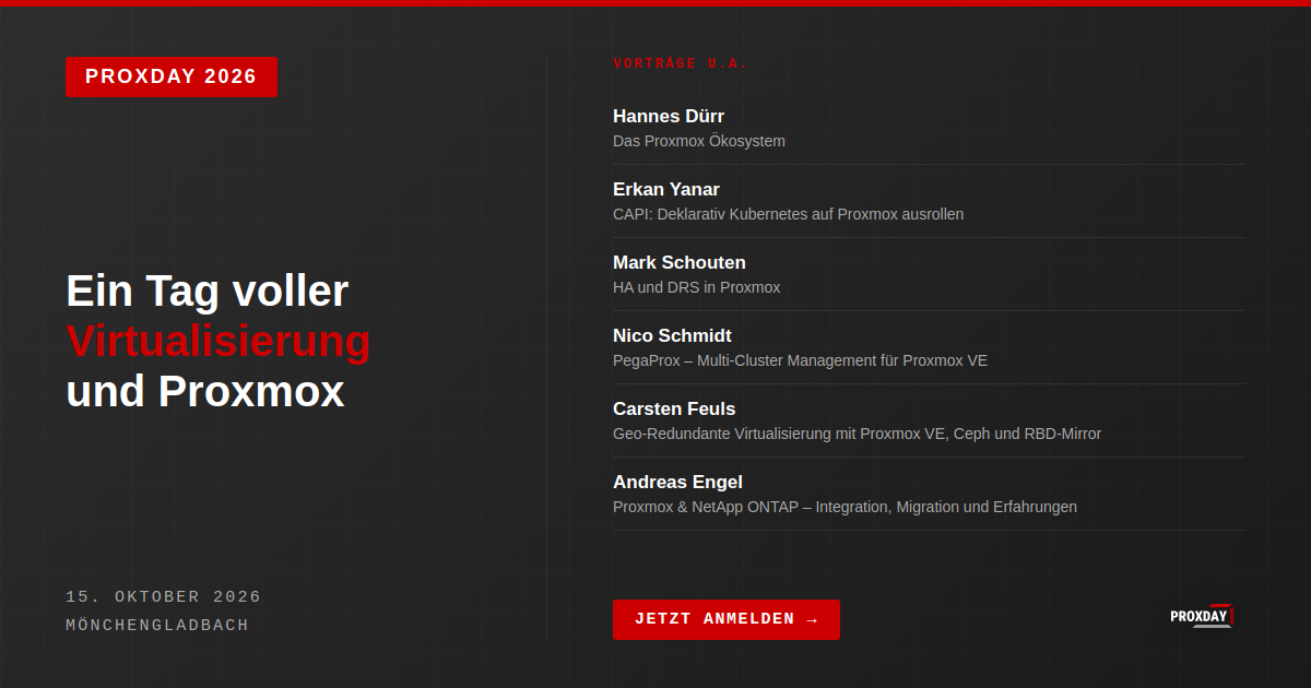 Proxday 2026 – Ein Tag voller Virtualisierung und Proxmox®